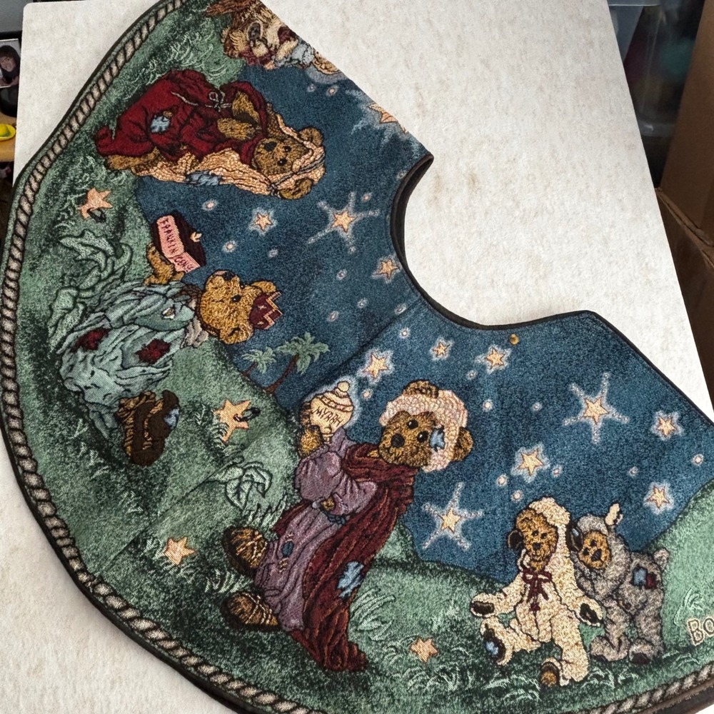 Boyds Bears Christmas Tree Skirt Woven Tapestry Nativity Wise Men 40 Inch Round